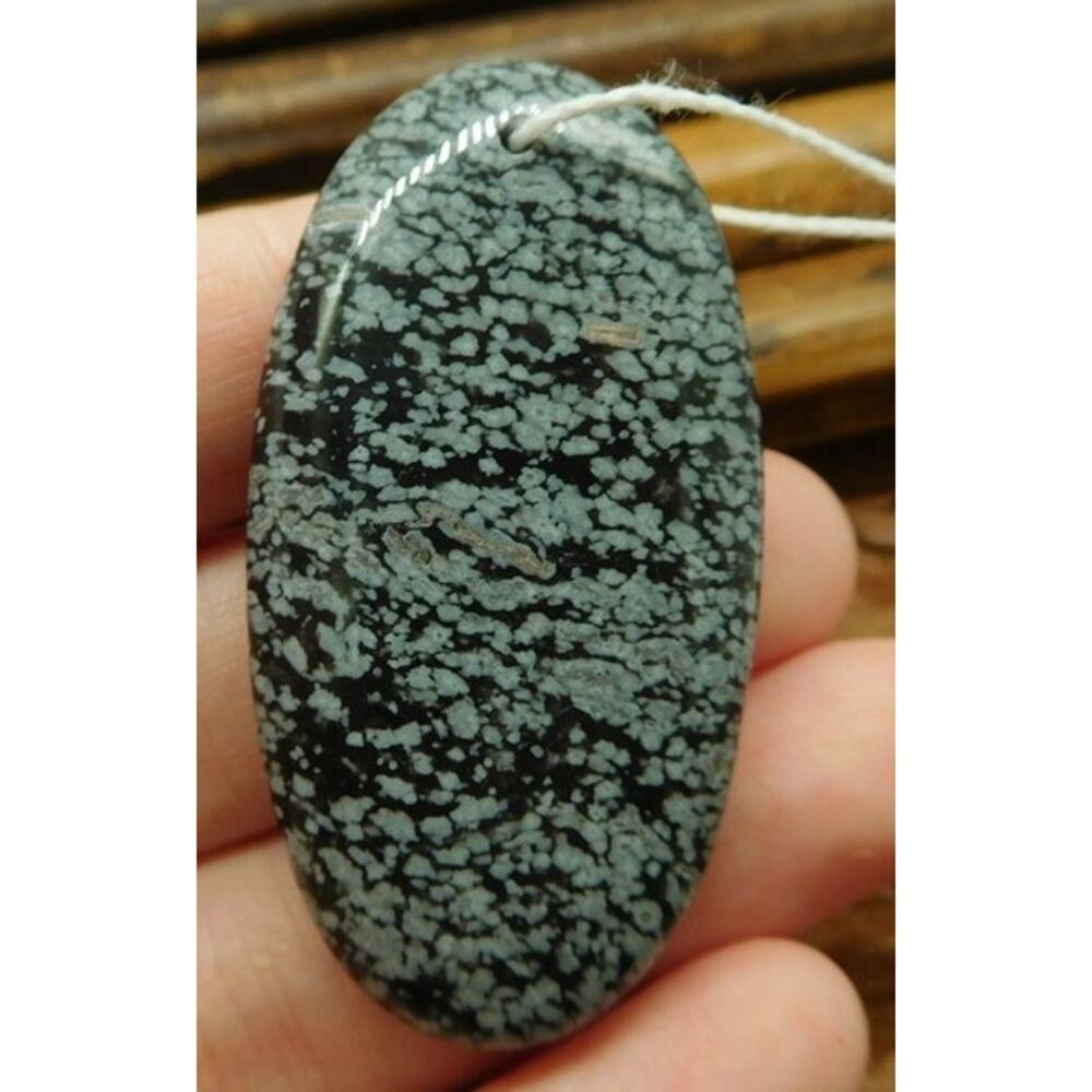 Snowflake Obsidian Pendant Bead - Picture 3 of 3